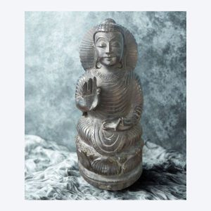 L1004 - Vintage Wooden seated  Buddha Figurine