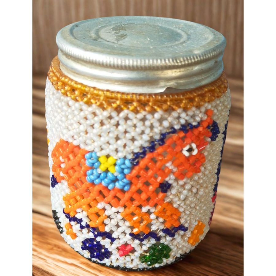 O1011- Beaded Glass Bottle