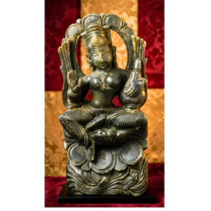L1013 - Green Stone Goddess Lashmi Statue