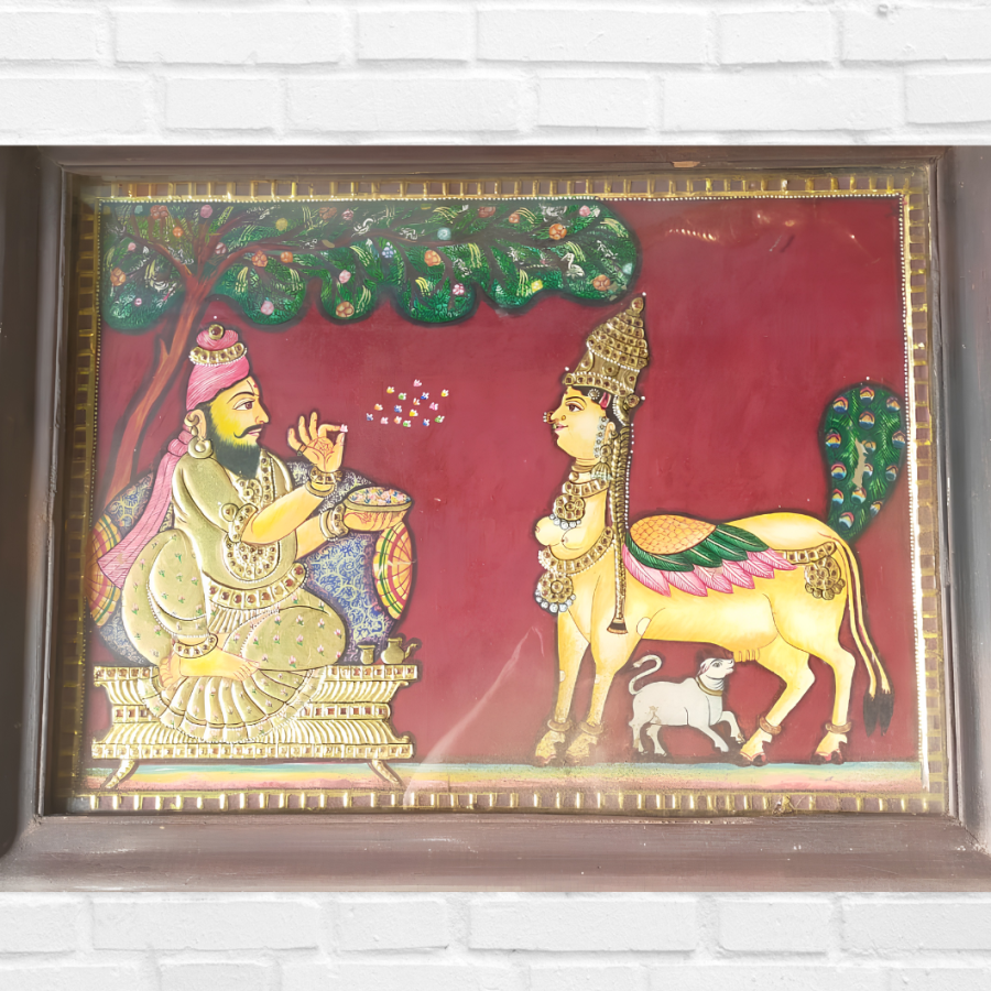 L1011 - Tanjore Painting - Kamadhenu Cow